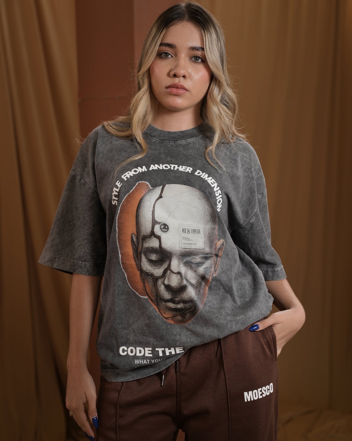 ANOTHER DIMENSION ACID WASH TSHIRT GREY WOMAN