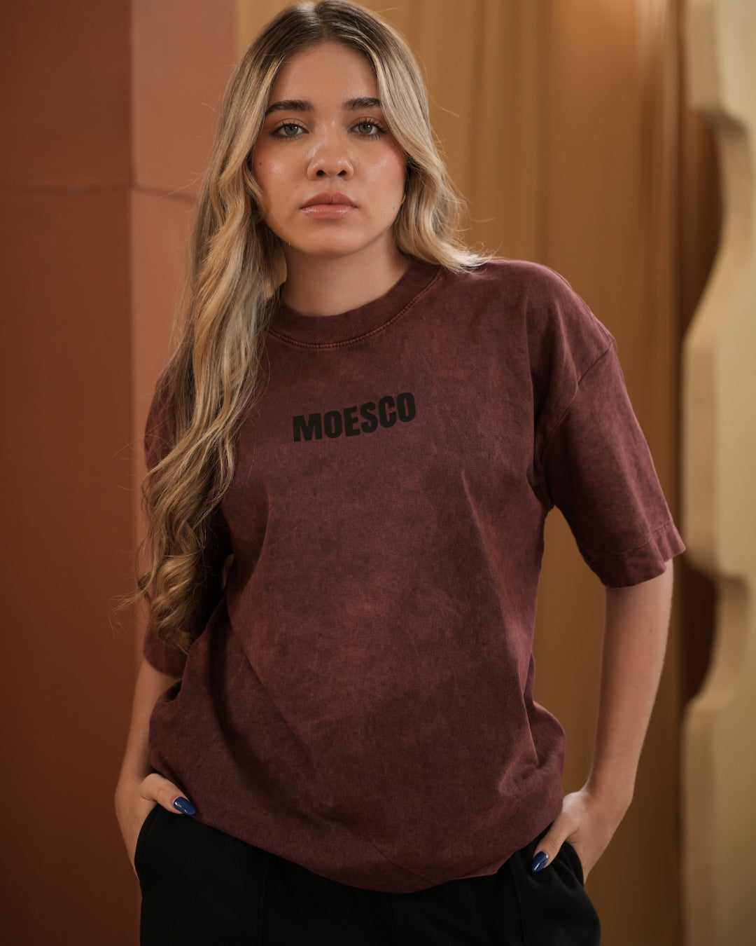 CODE THE COSMOS ACID WASH TSHIRT WINE WOMAN