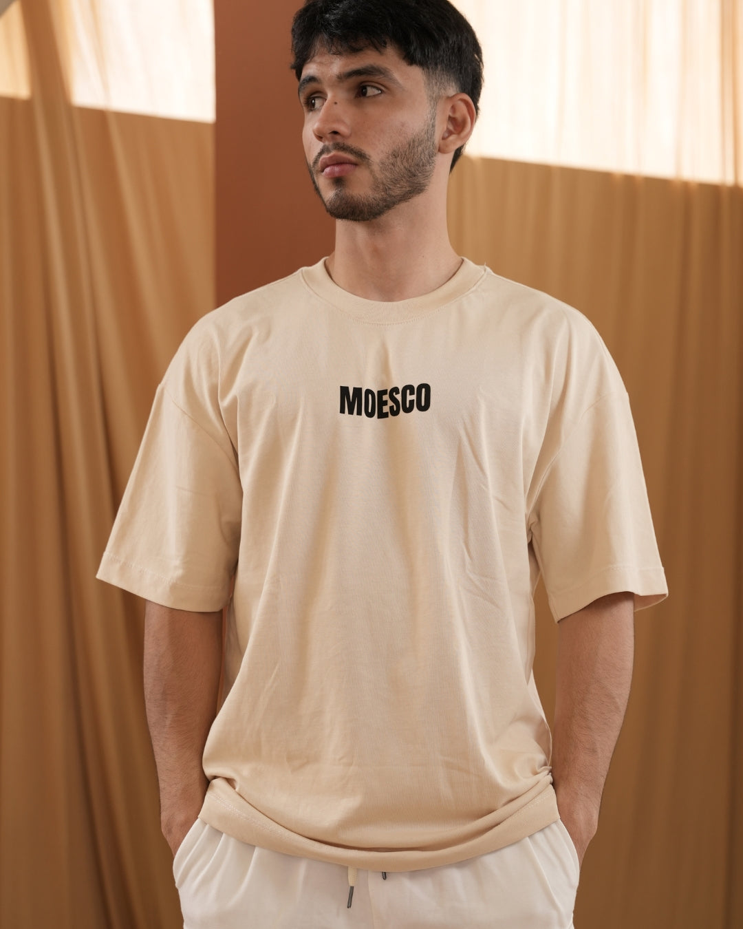 BASIC MOESCO LOGO T-SHIRT BEIGE MAN