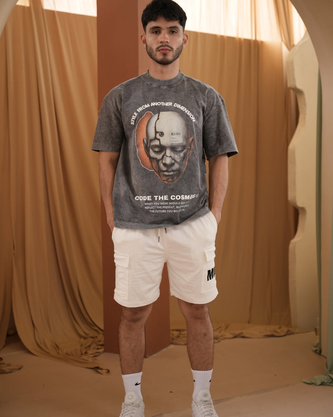 ANOTHER DIMENSION ACID WASH TSHIRT GREY MAN