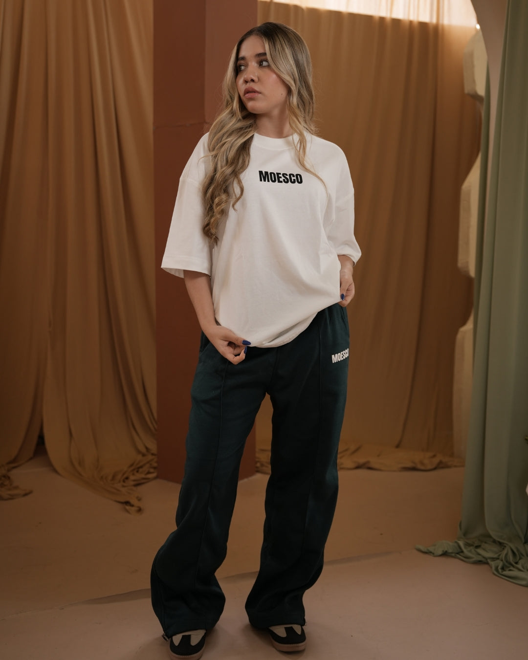 MOESCO LOGO SWEATSHIRT PANTS GREEN WOMAN