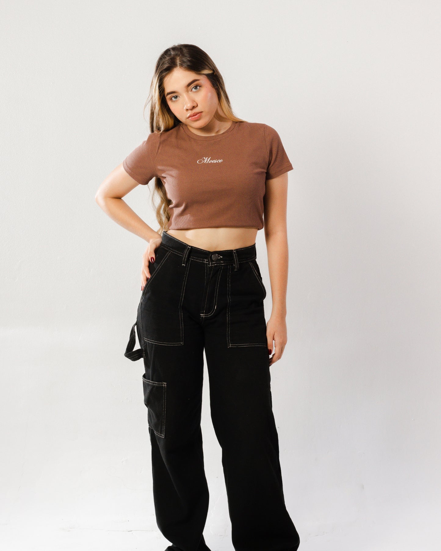 BASIC BABY TEE BROWN TOP WOMEN