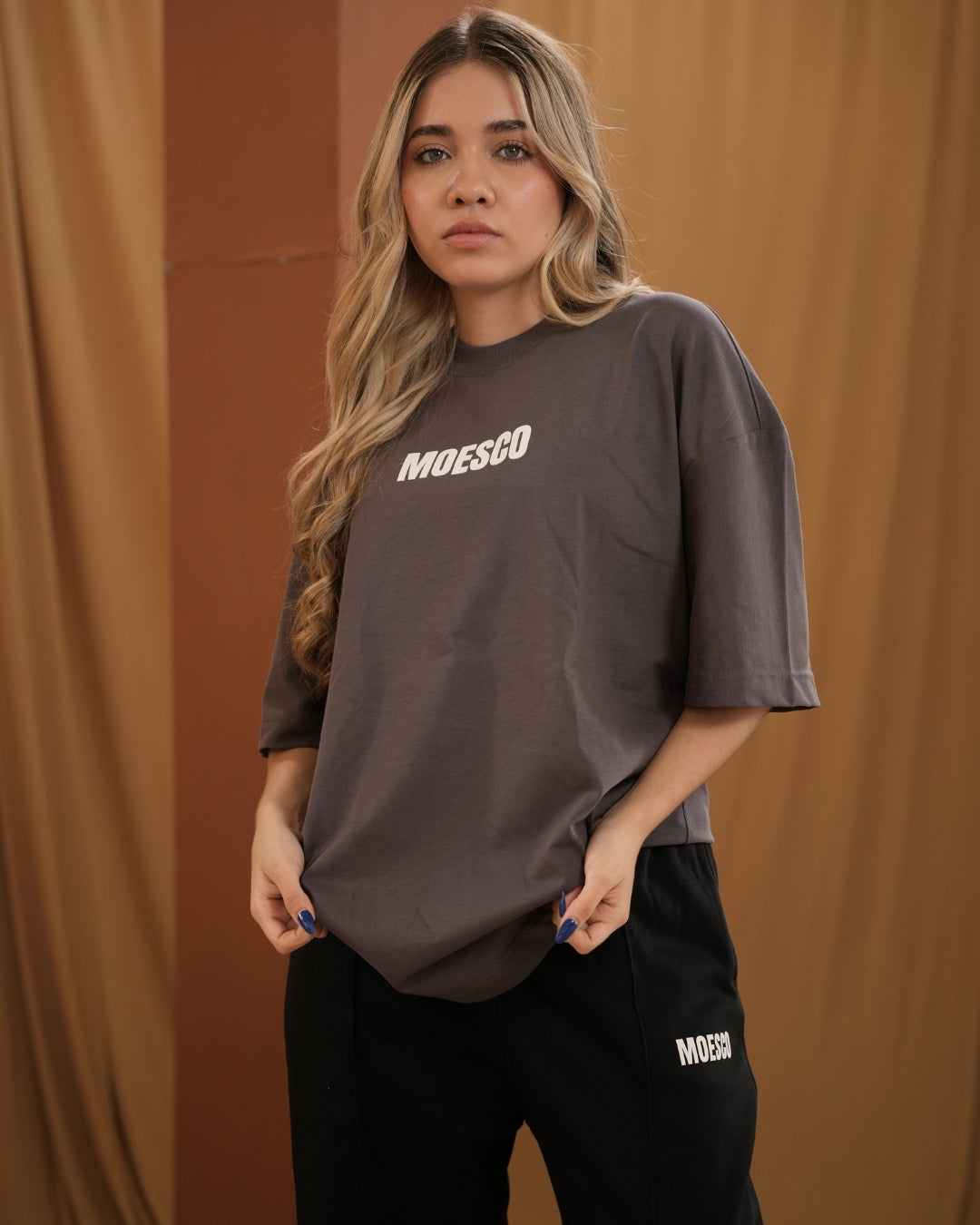 BASIC MOESCO LOGO T-SHIRT GREY WOMAN