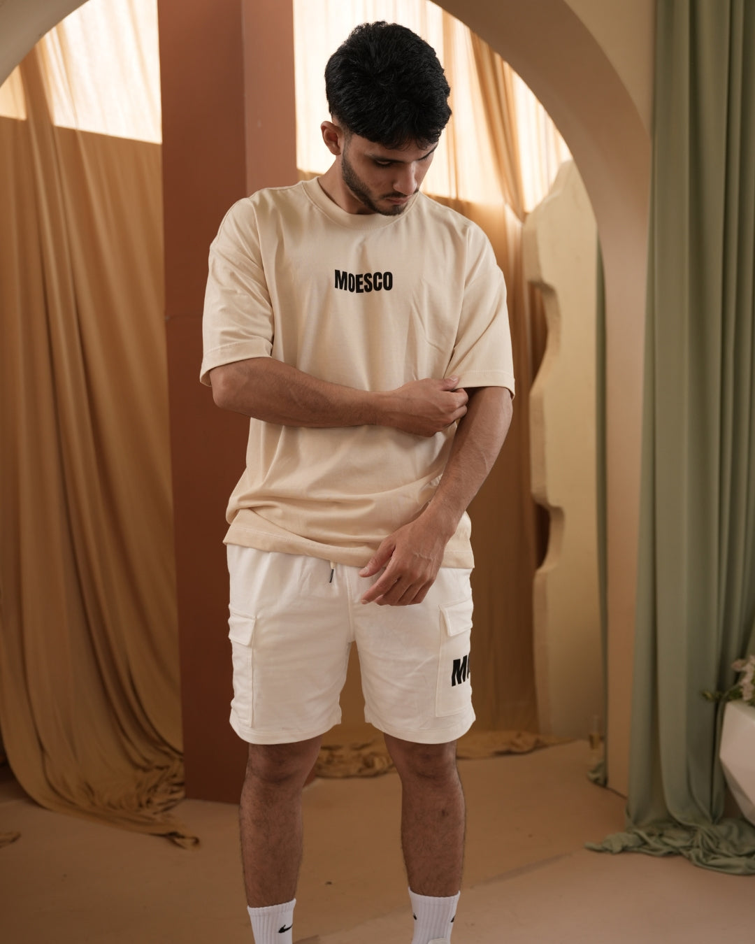 BASIC MOESCO LOGO T-SHIRT BEIGE MAN
