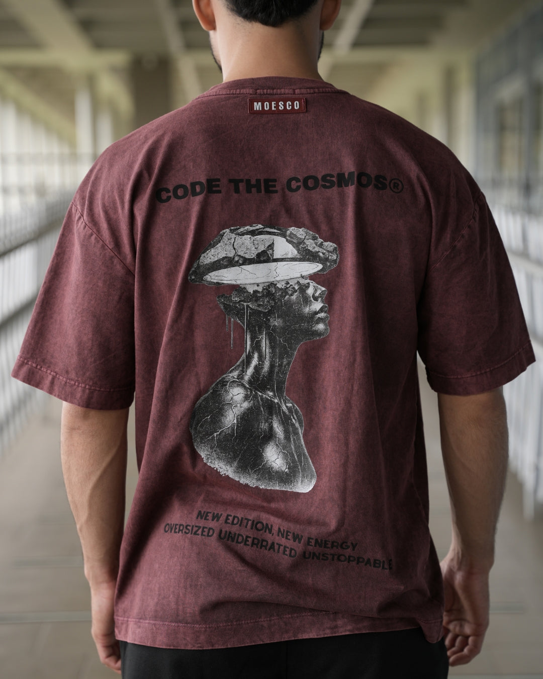 CODE THE COSMOS ACID WASH TSHIRT WINE MAN