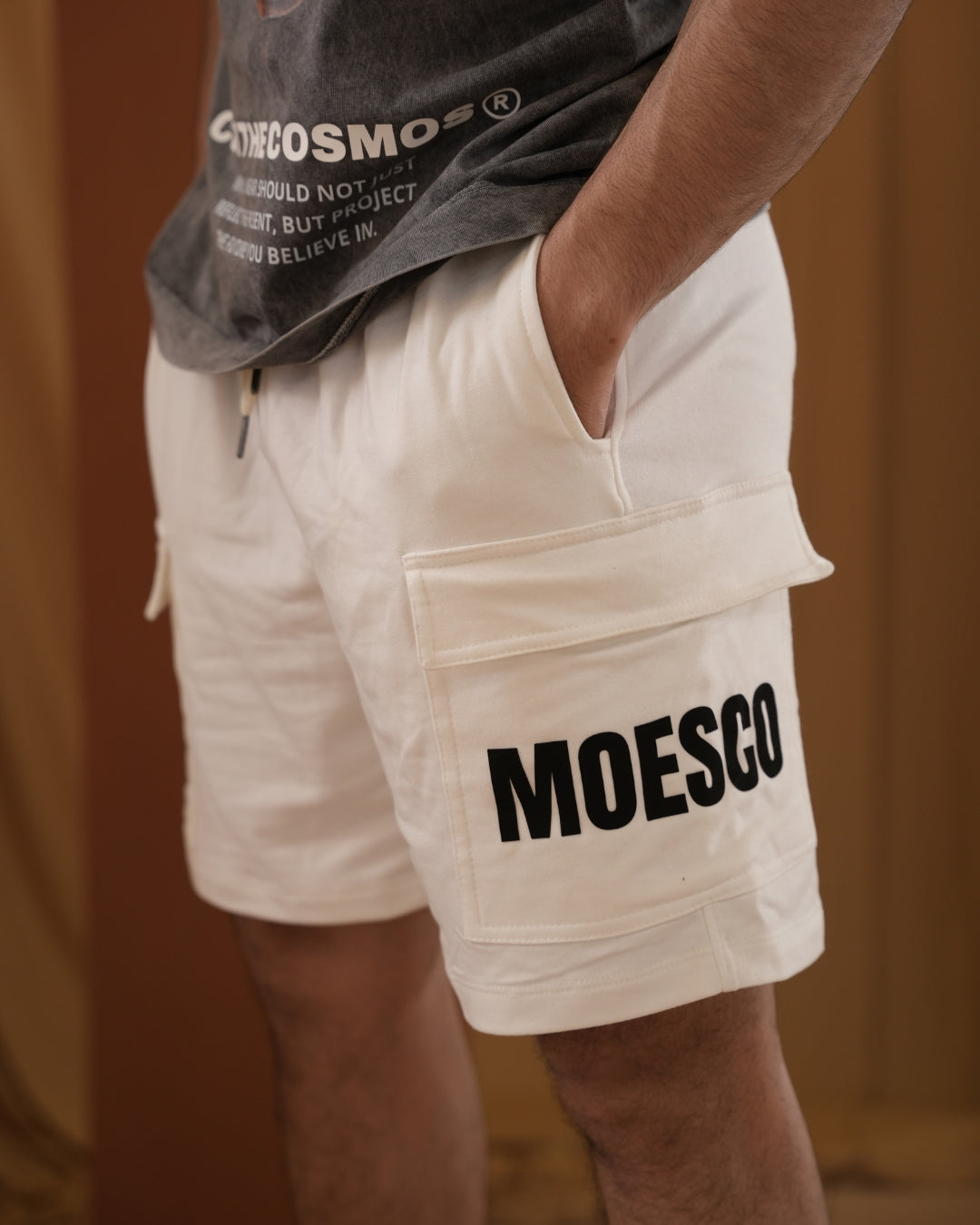 BASIC MOESCO CARGO SHORTS WHITE