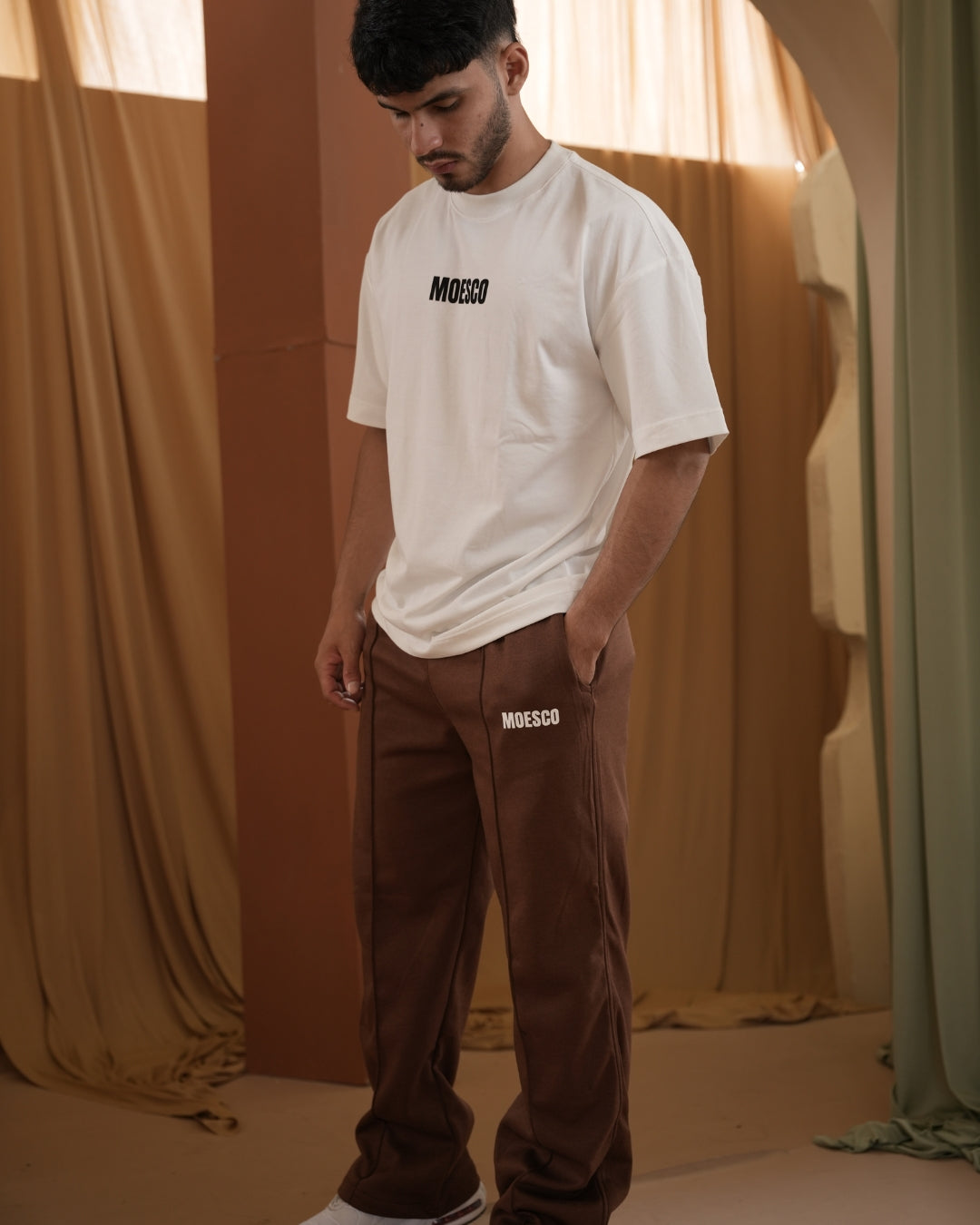 MOESCO LOGO SWEATSHIRT PANTS BROWN MAN