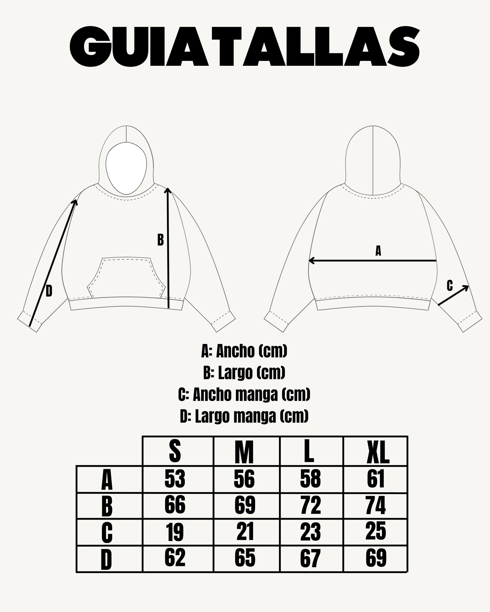 Guía de tallas - NEW EDITION HOODIE BLACK MAN