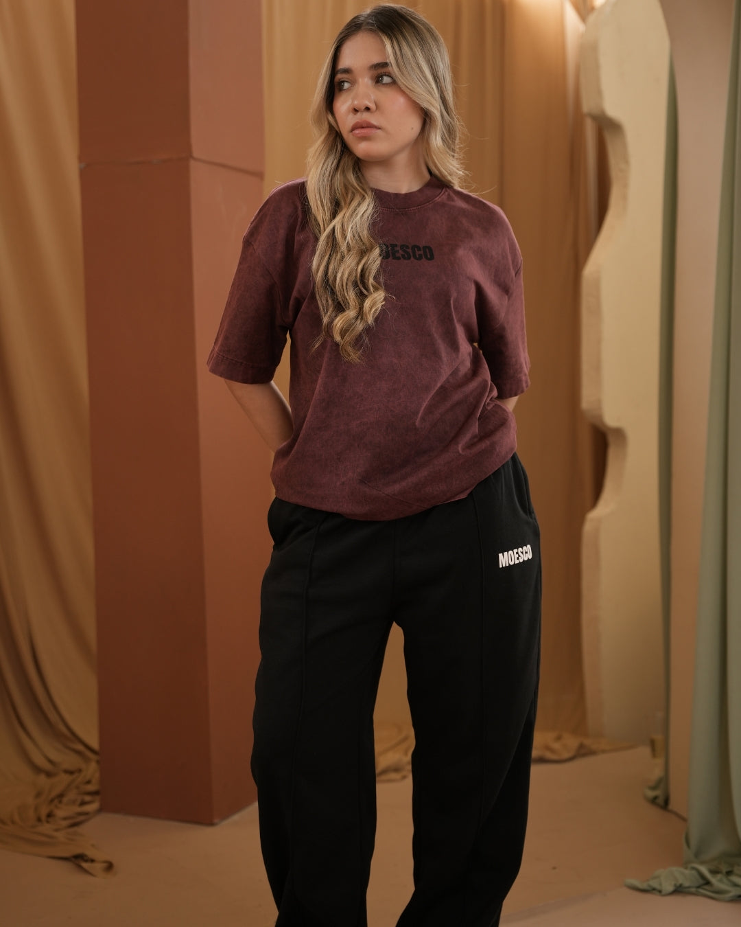 MOESCO LOGO SWEATSHIRT PANTS BLACK WOMAN
