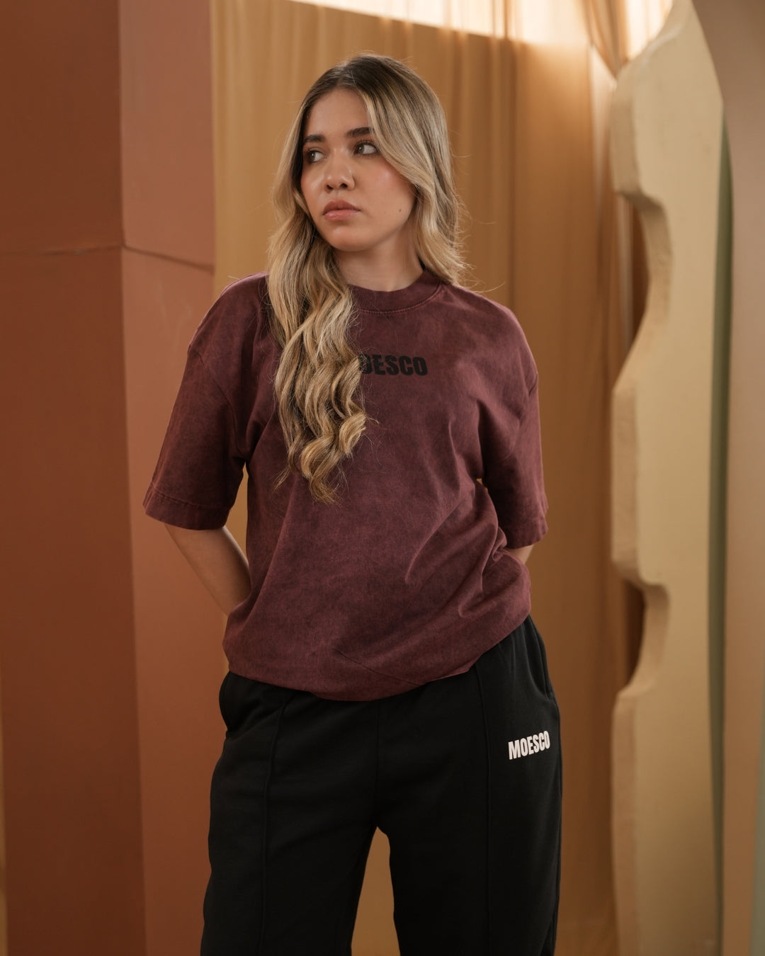CODE THE COSMOS ACID WASH TSHIRT WINE WOMAN
